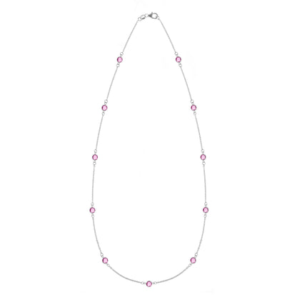 Bayberry 11 Pink Sapphire Necklace in 14k Gold (October)