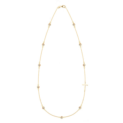 Bayberry Opal Birthstone Cross Necklace in 14k Gold (October)