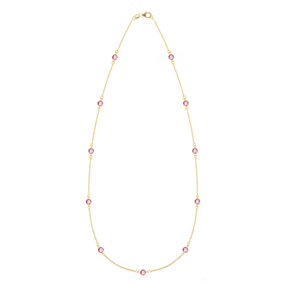 Bayberry 11 Pink Sapphire Necklace in 14k Gold (October)