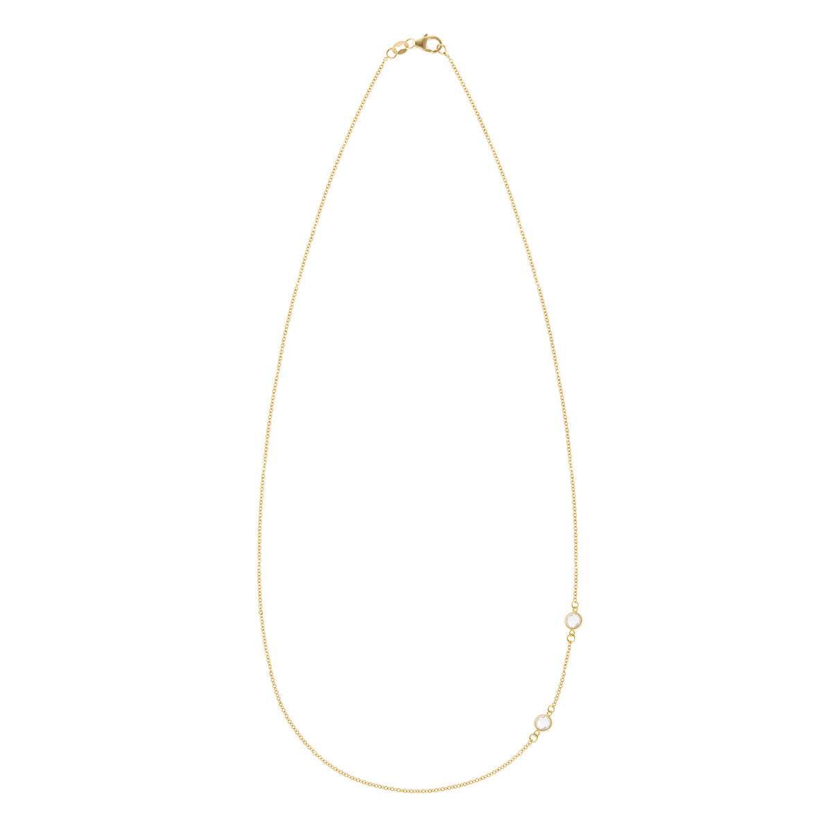 Petite 2 Birthstone Necklace in 14k Gold