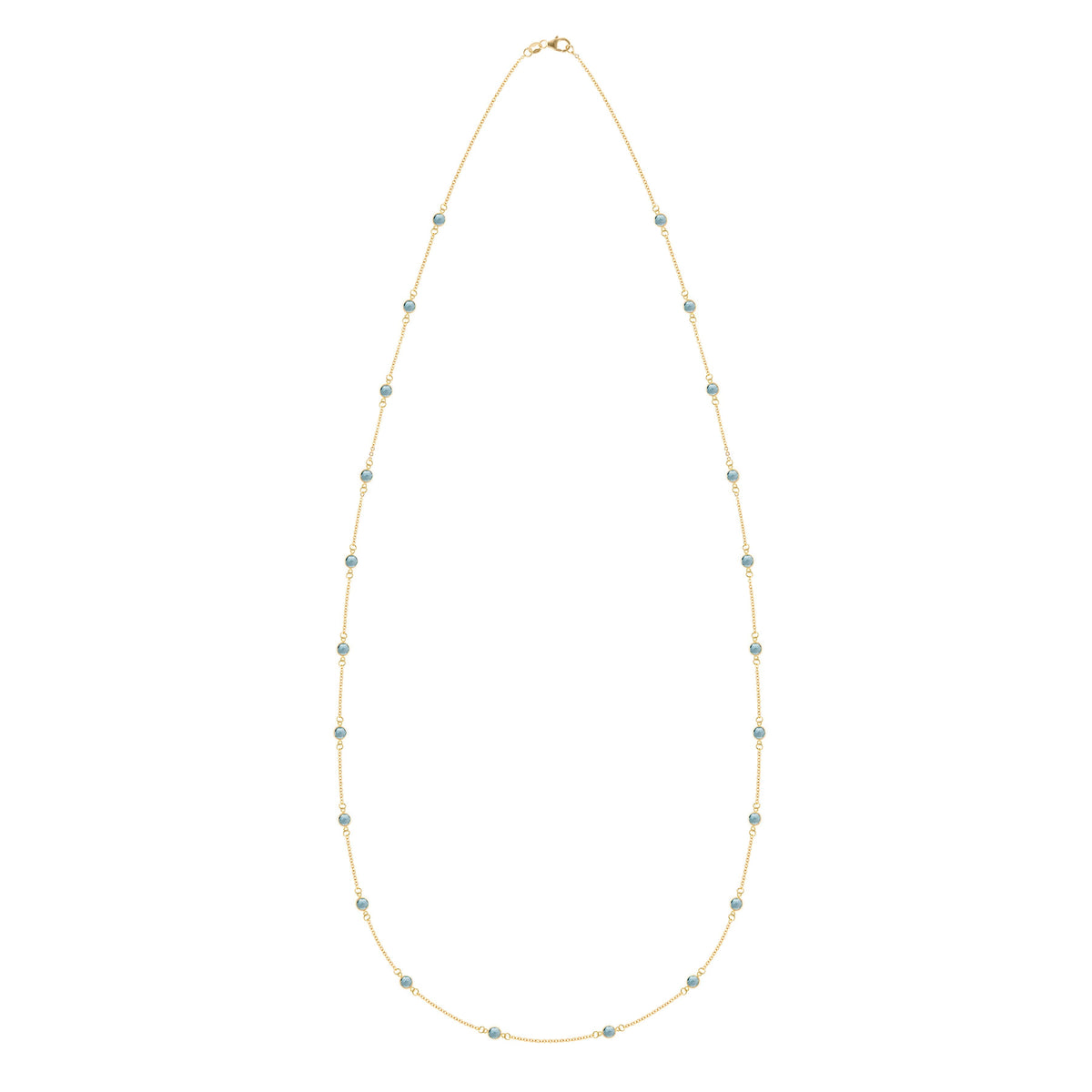 Bayberry Nantucket Blue Topaz Long Necklace in 14k Gold (December)