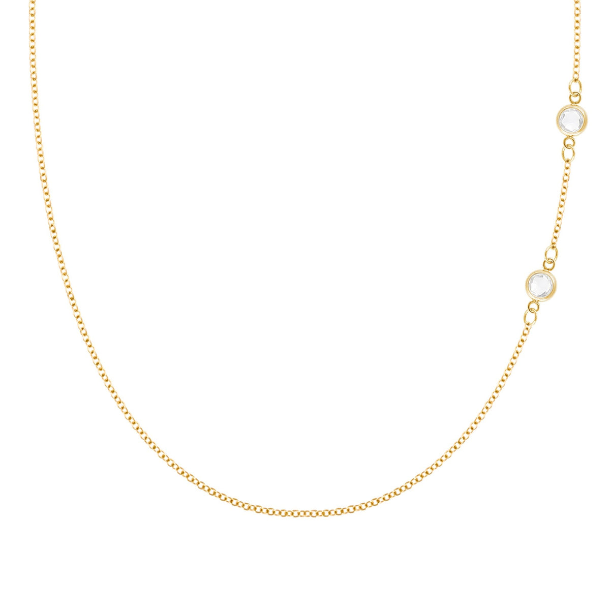 Petite 2 Birthstone Necklace in 14k Gold