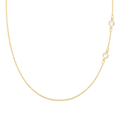 Petite 2 Birthstone Necklace in 14k Gold