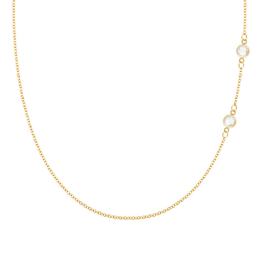 Petite 2 Birthstone Necklace in 14k Gold