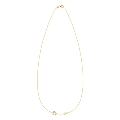 Clover Disc & Petite 1 Birthstone Necklace in 14k Gold