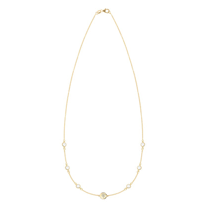 Clover Disc & Petite 6 Birthstone Necklace in 14k Gold