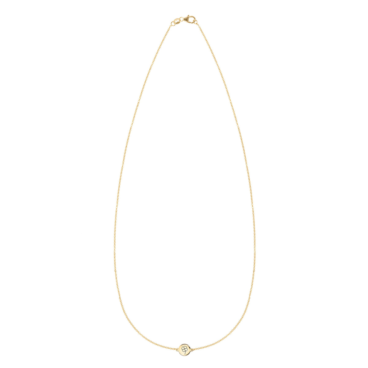 Clover Disc Necklace in 14k Gold