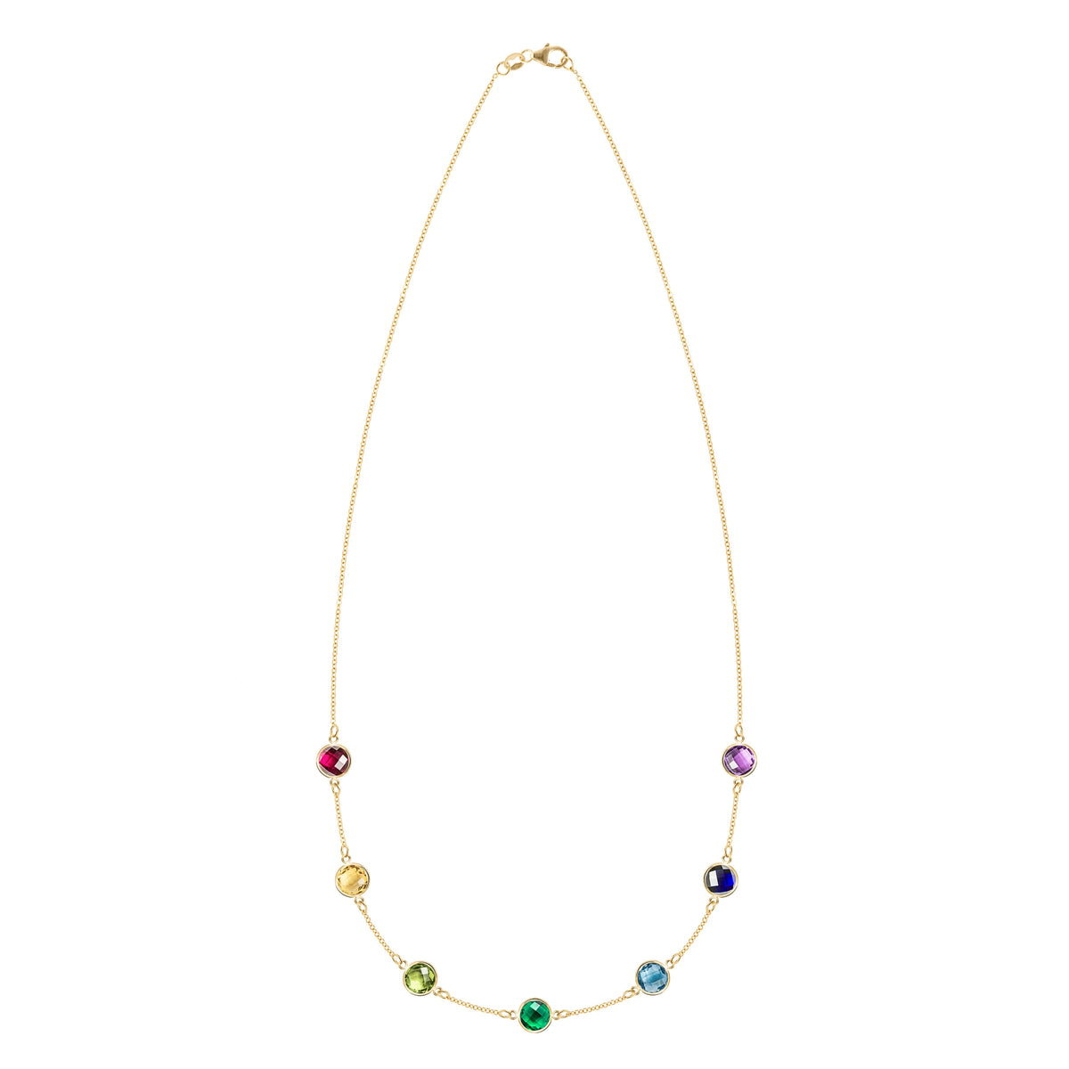 Rainbow Grand 7 Stone Necklace in 14k Gold