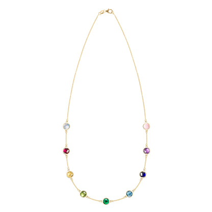 Rainbow Grand 9 Stone Necklace in 14k Gold
