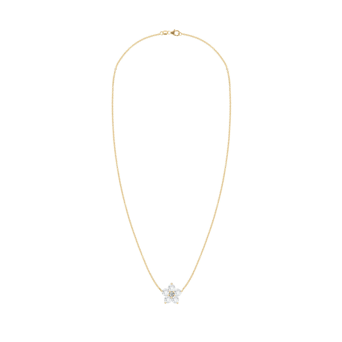 Greenwich Flower Birthstone & Diamond Necklace in 14k Gold