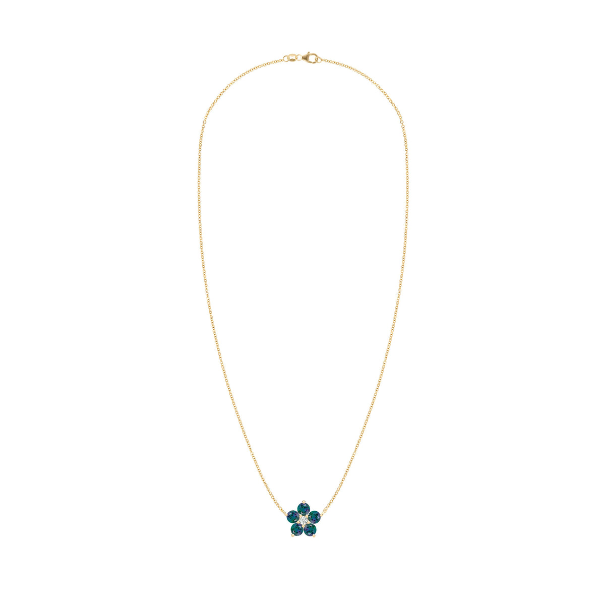 Greenwich Flower Alexandrite & Diamond Necklace in 14k Gold (June)