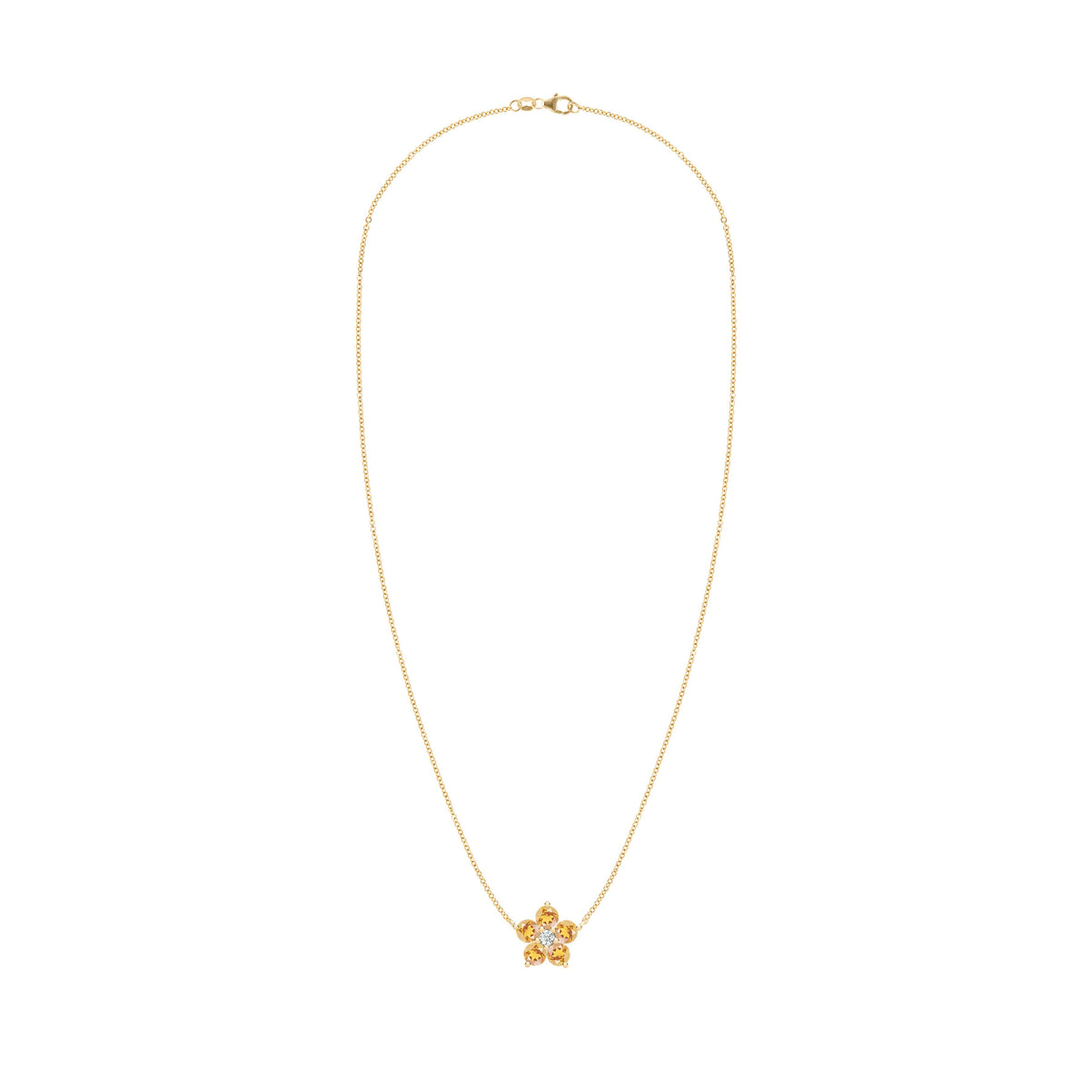 Greenwich Flower Citrine & Diamond Necklace in 14k Gold (November)