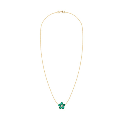 Greenwich Flower Emerald & Diamond Necklace in 14k Gold (May)