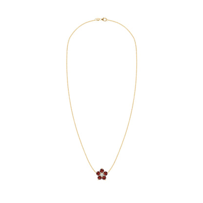 Greenwich Flower Garnet & Diamond Necklace in 14k Gold (January)