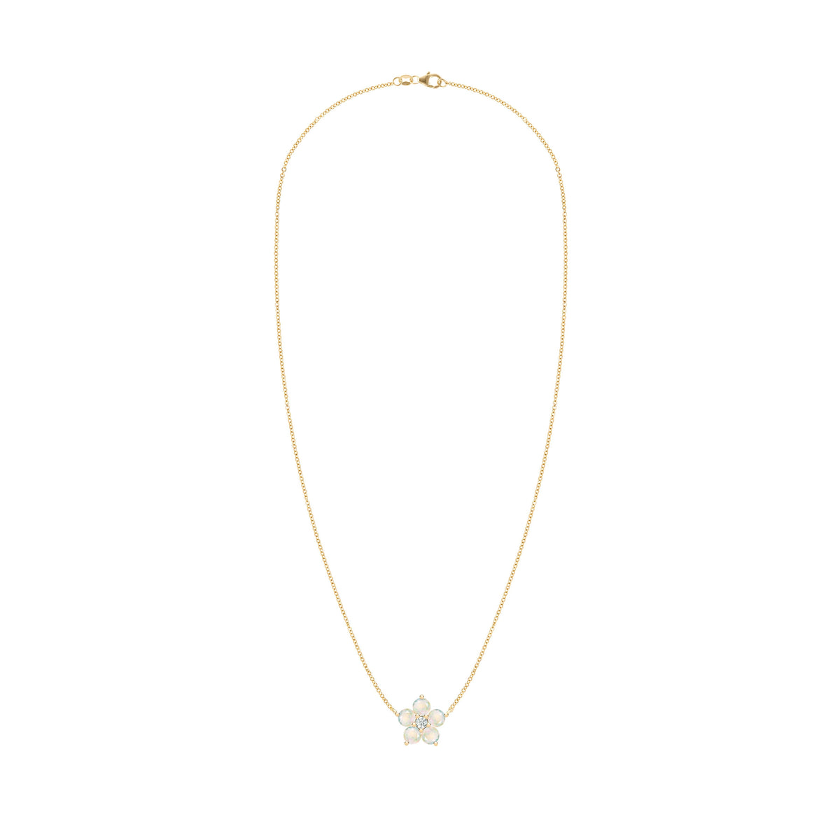 Greenwich Flower Opal & Diamond Necklace in 14k Gold (October)