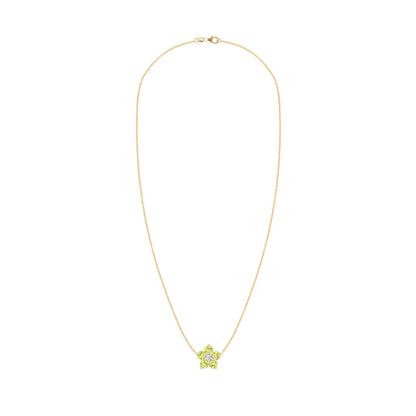 Greenwich Flower Peridot & Diamond Necklace in 14k Gold (August)