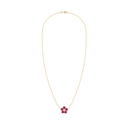 Greenwich Flower Ruby & Diamond Necklace in 14k Gold (July)