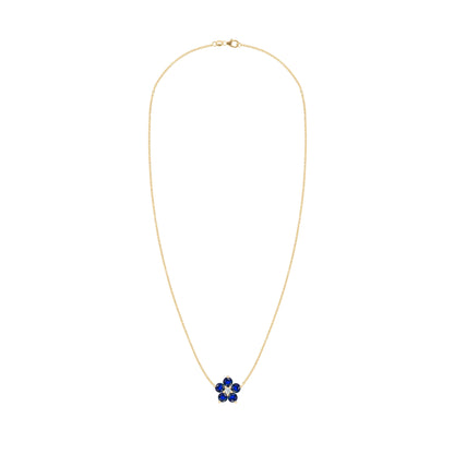 Greenwich Flower Sapphire & Diamond Necklace in 14k Gold (September)