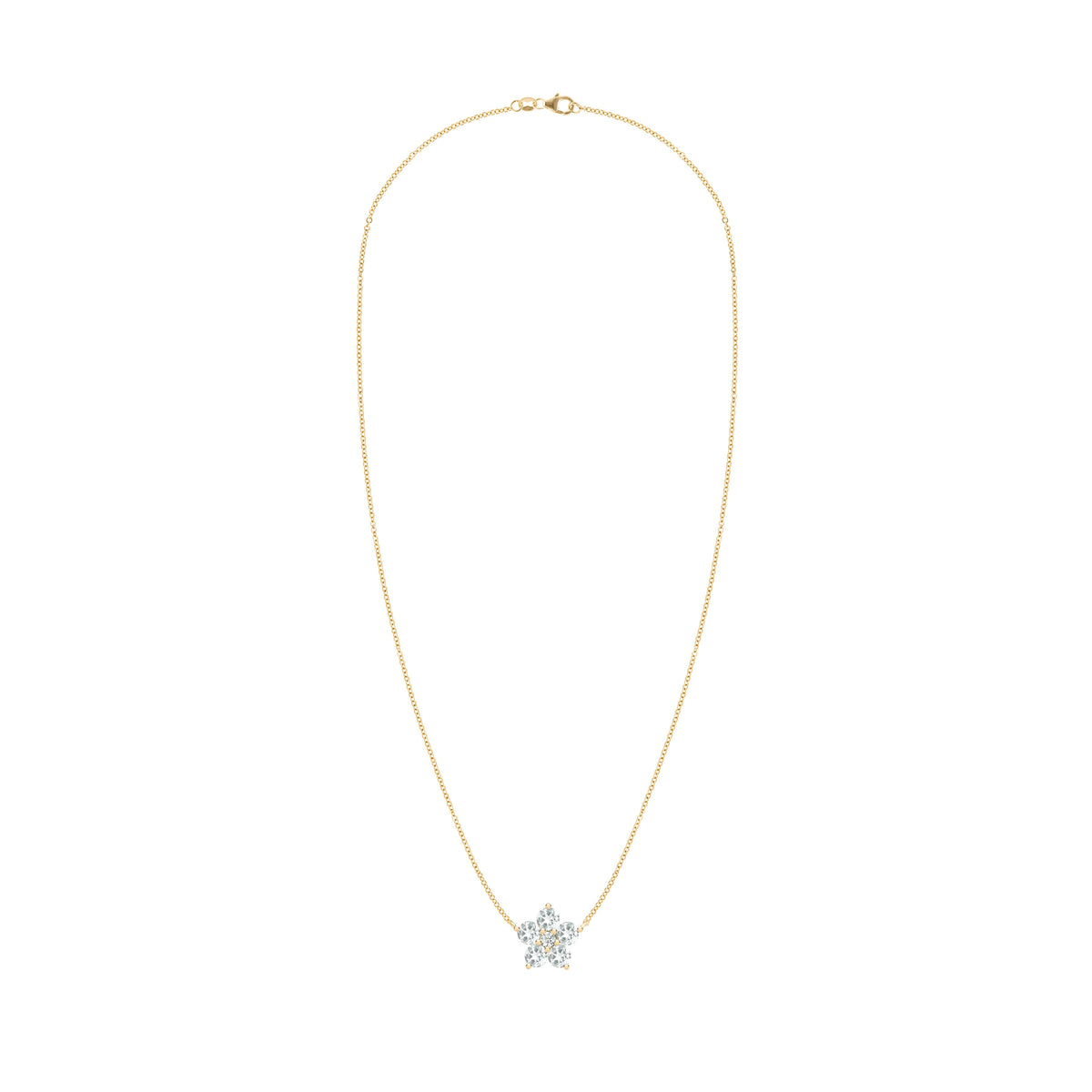Greenwich Flower White Topaz & Diamond Necklace in 14k Gold (April)