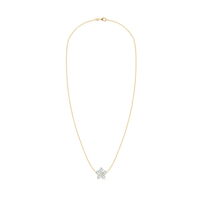 Greenwich Flower White Topaz & Diamond Necklace in 14k Gold (April)