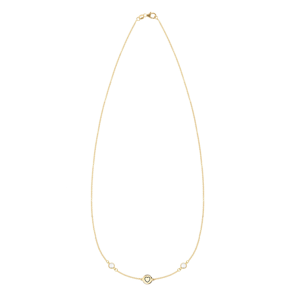 Heart Disc & Petite 2 Birthstone Necklace in 14k Gold (13 Link)