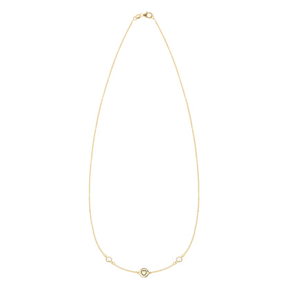 Heart Disc & Petite 2 Birthstone Necklace in 14k Gold (13 Link)
