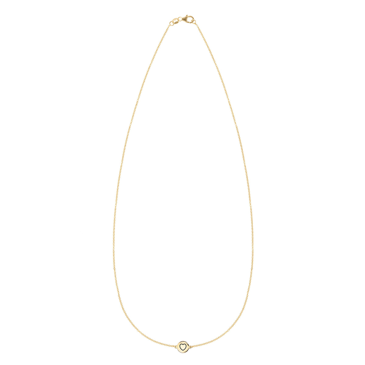 Heart Disc Necklace in 14k Gold