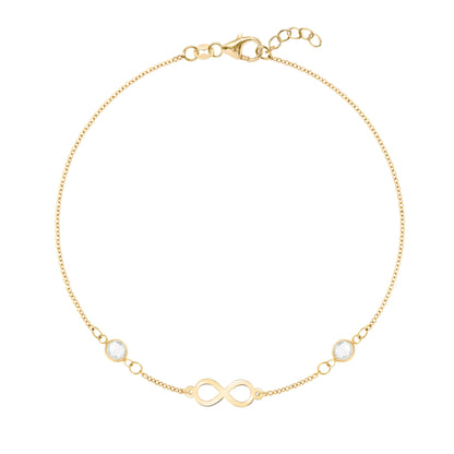 Infinity & Petite 2 Birthstone Bracelet in 14k Gold