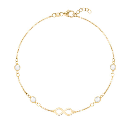 Infinity & Petite 4 Birthstone Bracelet in 14k Gold