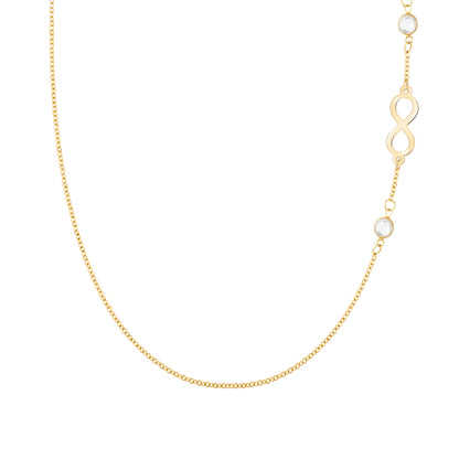 Infinity & Petite 2 Birthstone Necklace in 14k Gold
