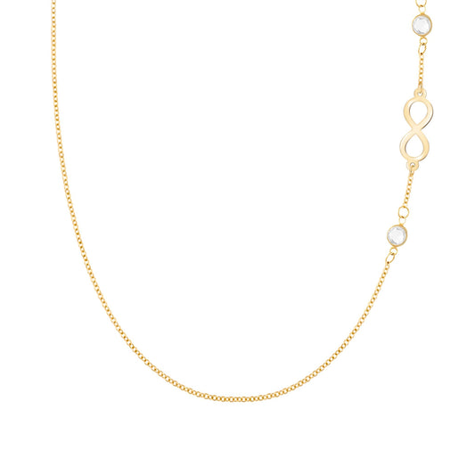 Infinity & Petite 2 Birthstone Necklace in 14k Gold