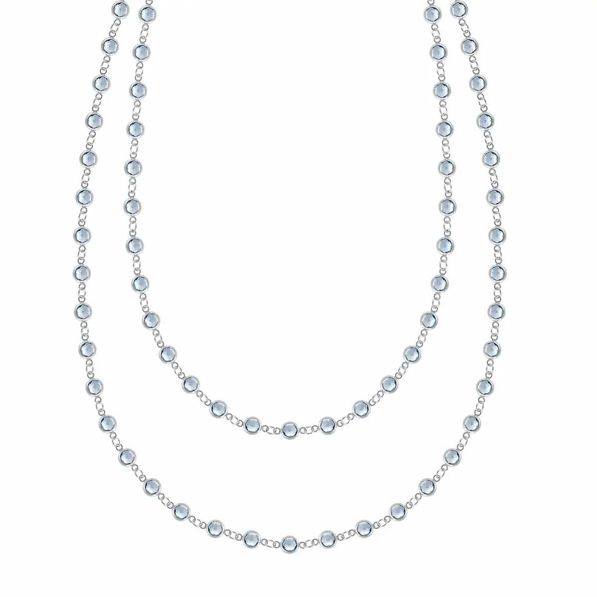 Newport Aquamarine Long Necklace in 14k Gold (March)