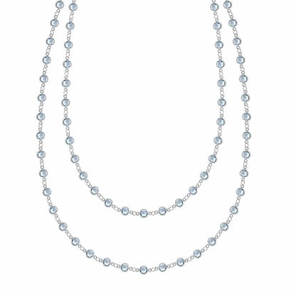 Newport Aquamarine Long Necklace in 14k Gold (March)
