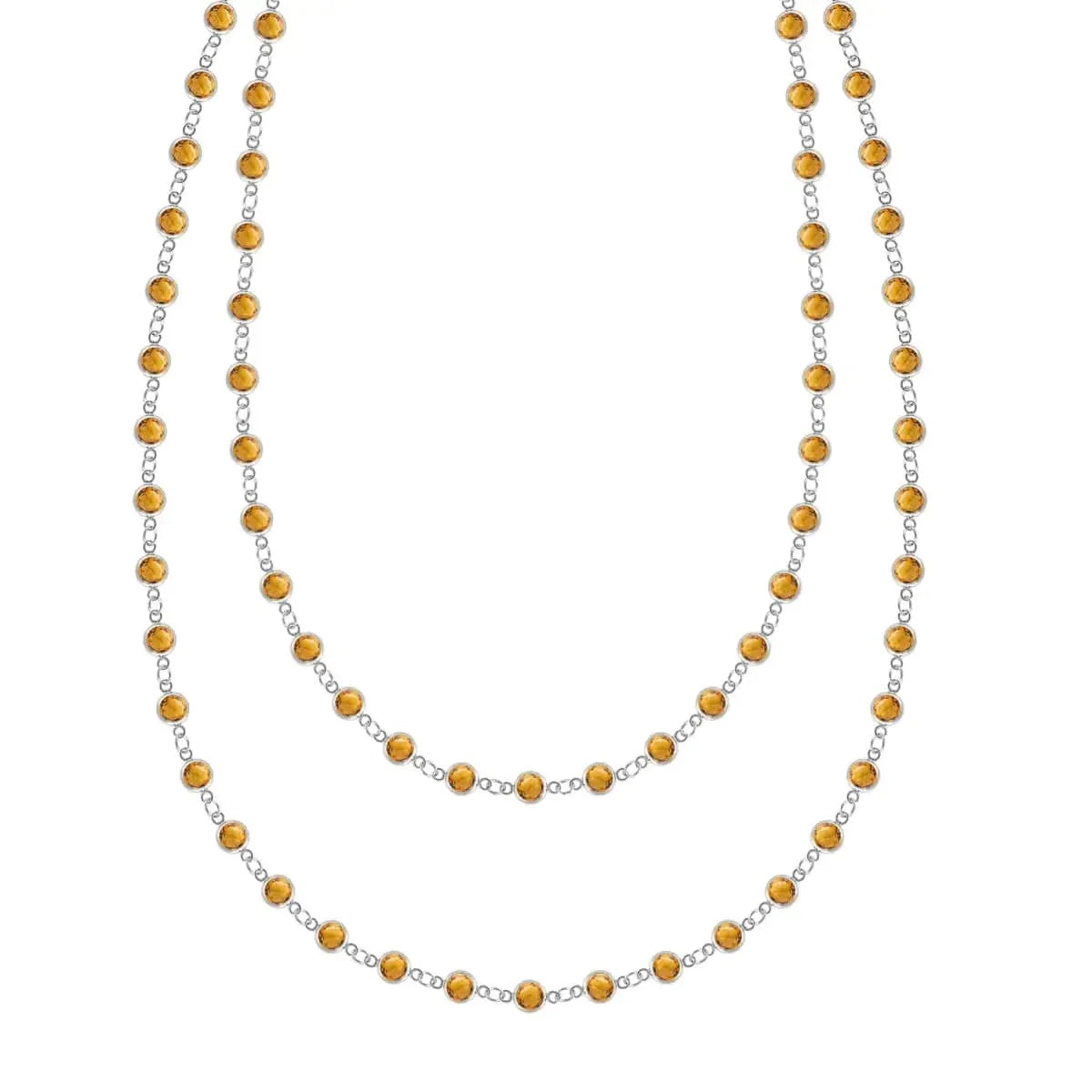 Newport Citrine Long Necklace in 14k Gold (November)