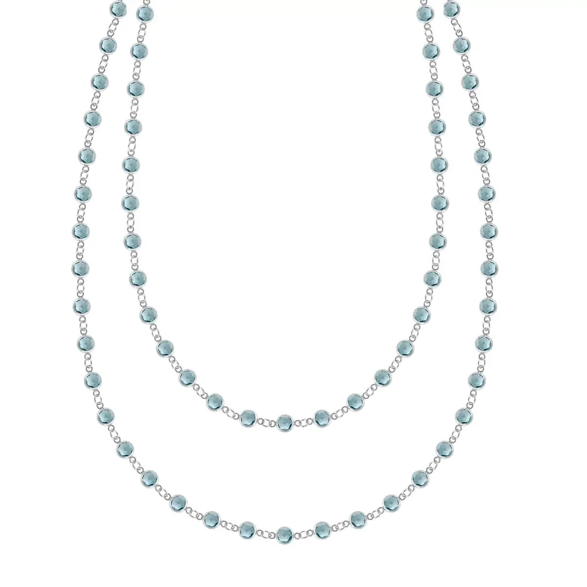 Newport Nantucket Blue Topaz Long Necklace in 14k Gold (December)