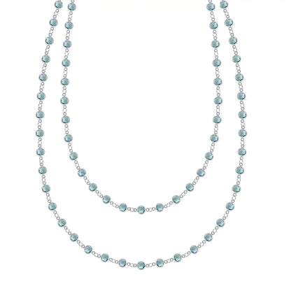 Newport Nantucket Blue Topaz Long Necklace in 14k Gold (December)