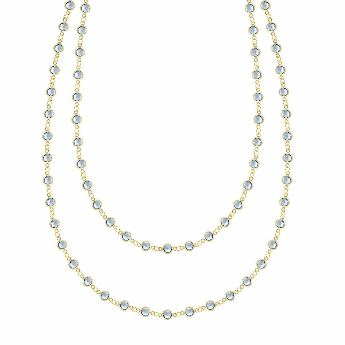 Newport Aquamarine Long Necklace in 14k Gold (March)