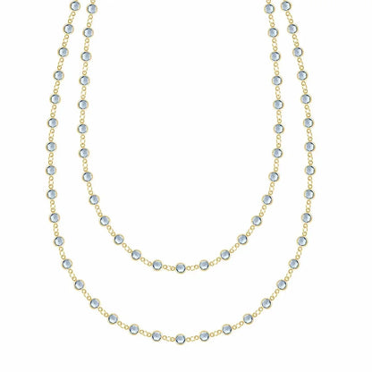 Newport Aquamarine Long Necklace in 14k Gold (March)