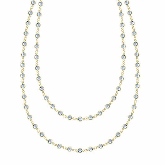 Newport Aquamarine Long Necklace in 14k Gold (March)