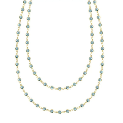 Newport Nantucket Blue Topaz Long Necklace in 14k Gold (December)