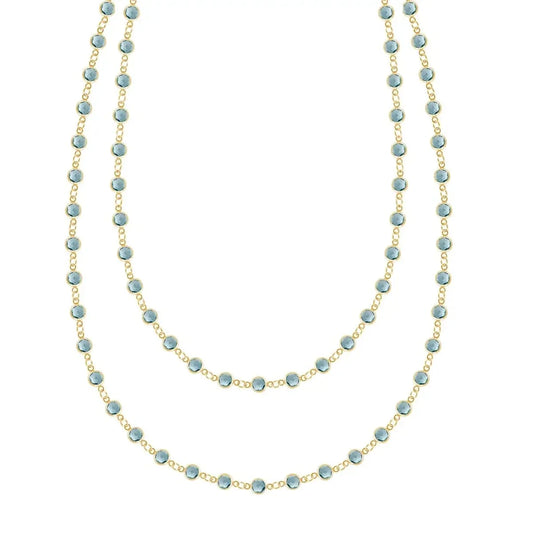 Newport Nantucket Blue Topaz Long Necklace in 14k Gold (December)