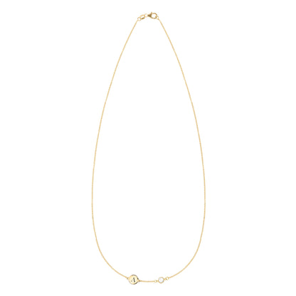 1 Letter & 1 Petite Birthstone Necklace in 14k Gold (Single Spacing)