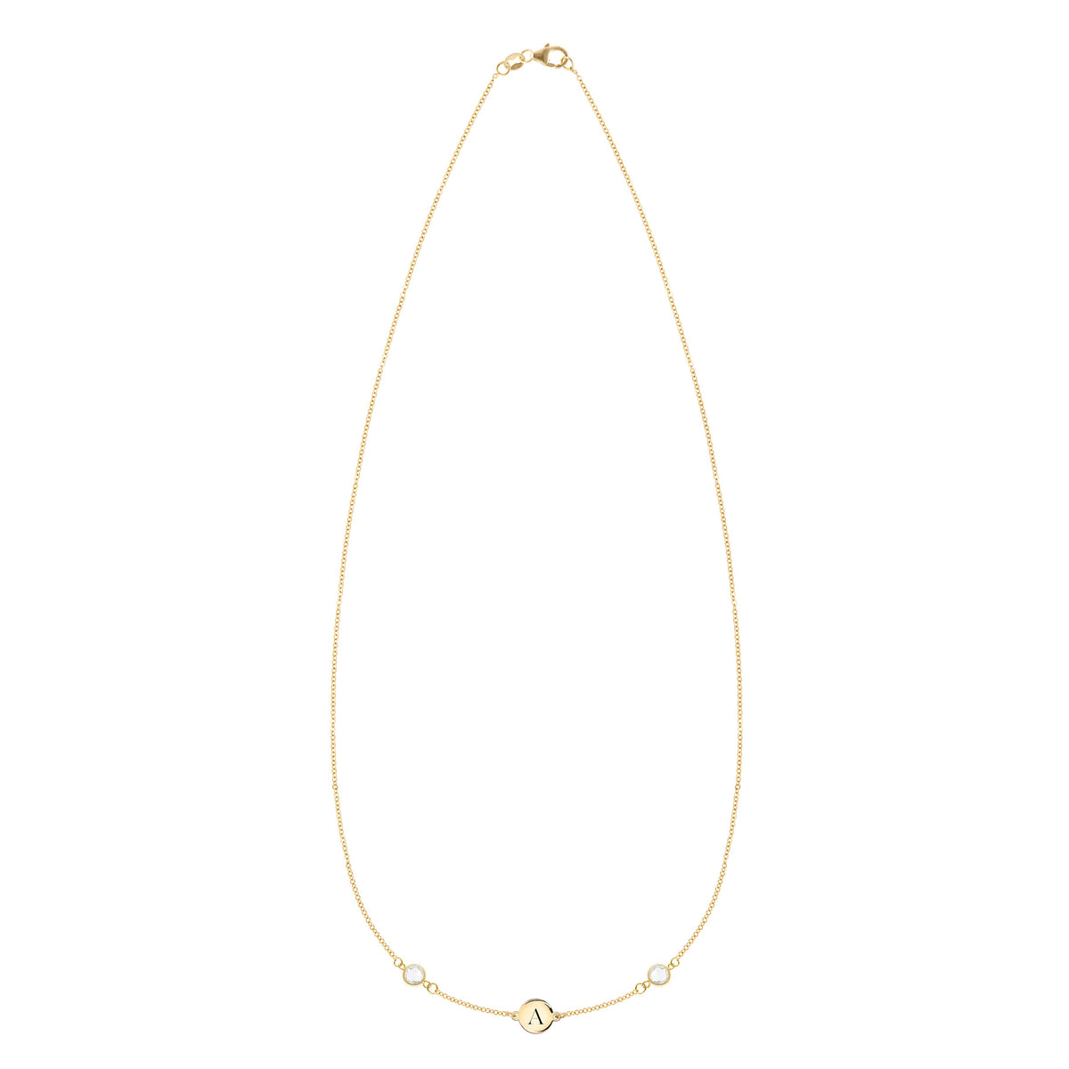 1 Letter & 2 Petite Birthstone Necklace in 14k Gold