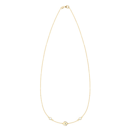 1 Letter & 2 Petite Birthstone Necklace in 14k Gold