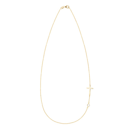 Cross & Petite 1 Birthstone Necklace in 14k Gold
