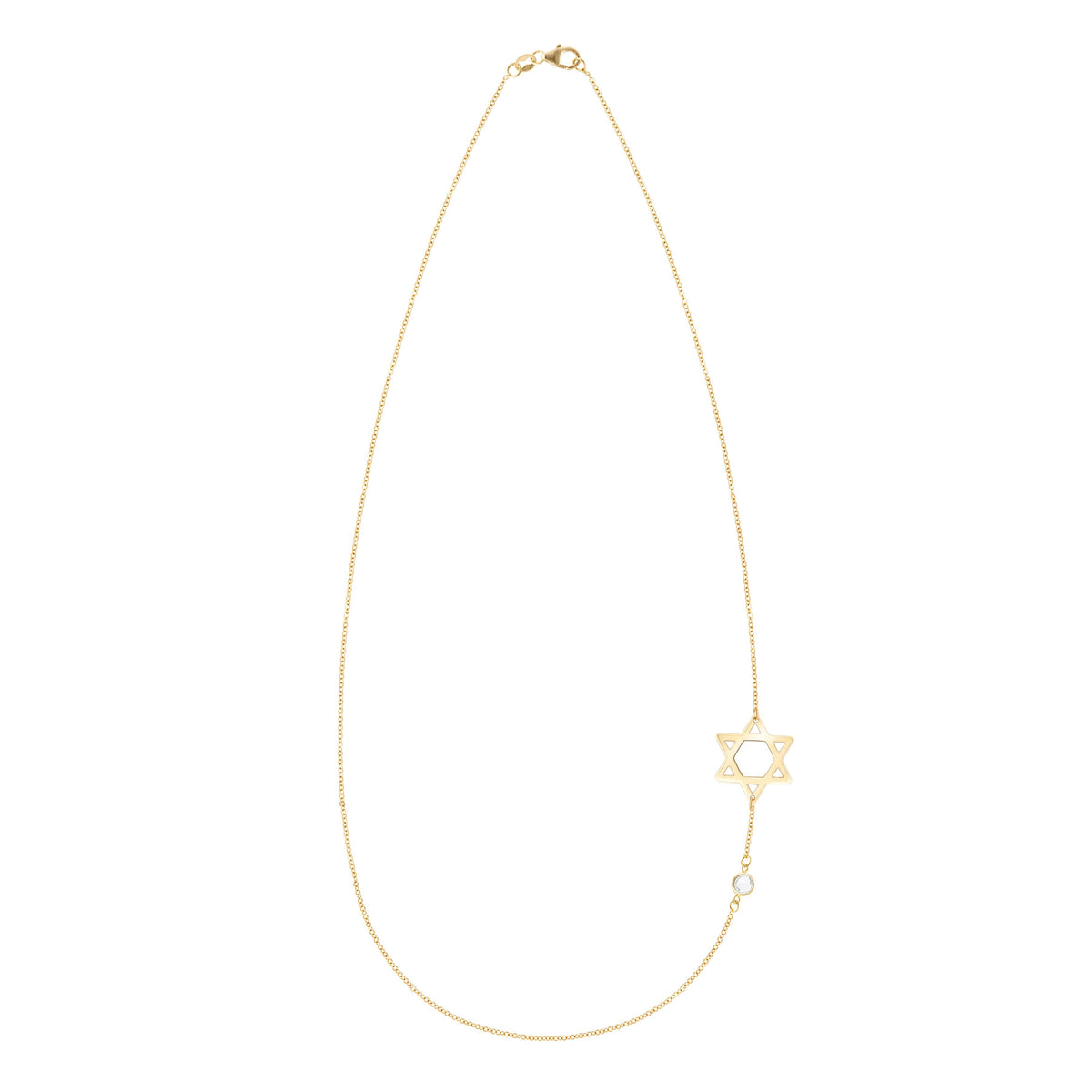 Star of David & Petite 1 Birthstone Necklace in 14k Gold