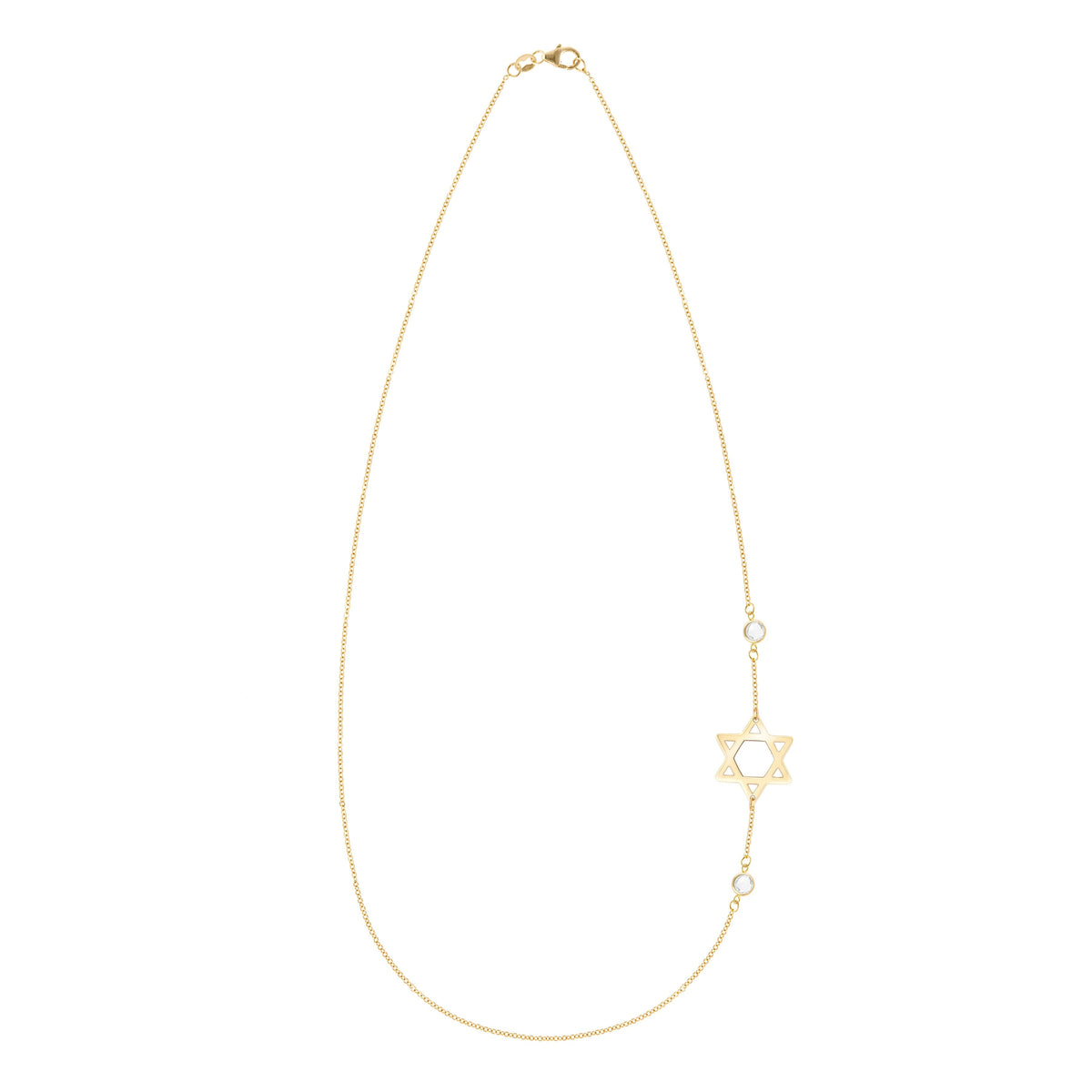Star of David & Petite 2 Birthstone Necklace in 14k Gold