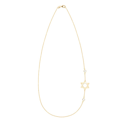 Star of David & Petite 2 Birthstone Necklace in 14k Gold