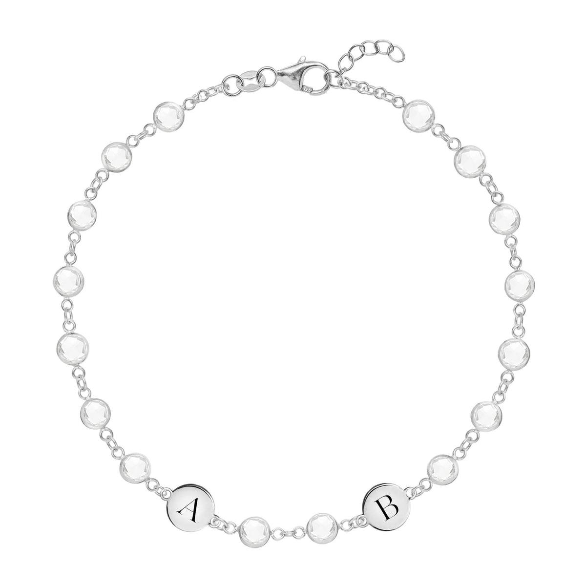Newport 2 Letter Birthstone Bracelet in 14k Gold