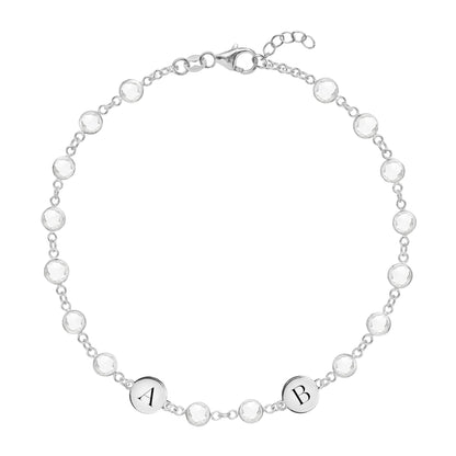 Newport 2 Letter Birthstone Bracelet in 14k Gold